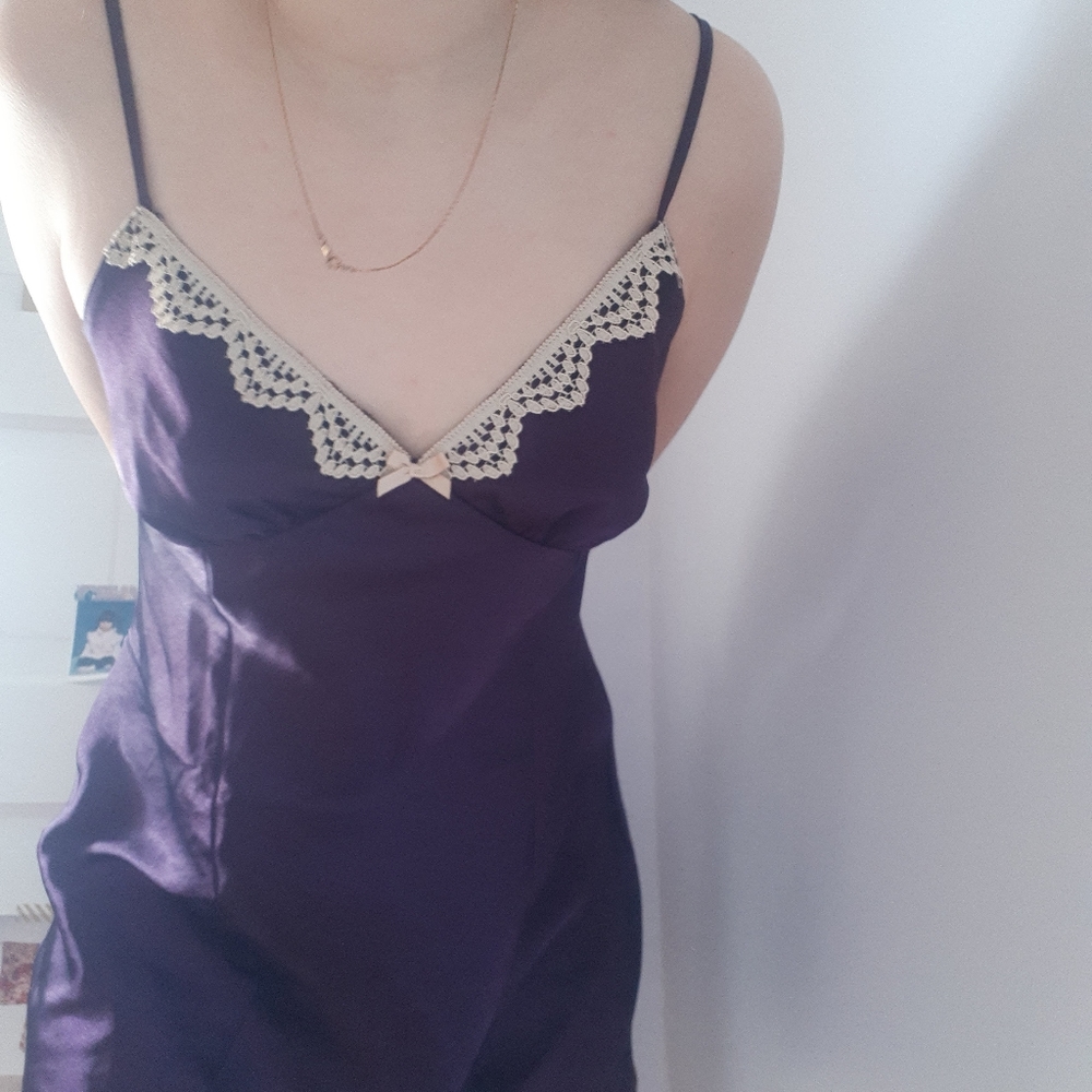 Purple mini babydoll slip dress